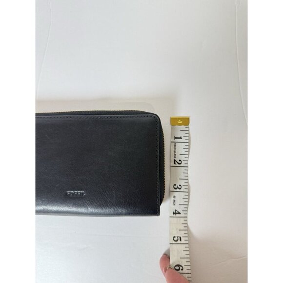 Fossil Women’s Emma Black RFID Large‎ Zip Around Wristlet Leather Clutch - Picture 10 of 10